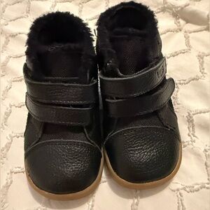 UGG Kids Black Boots with Velcro Straps